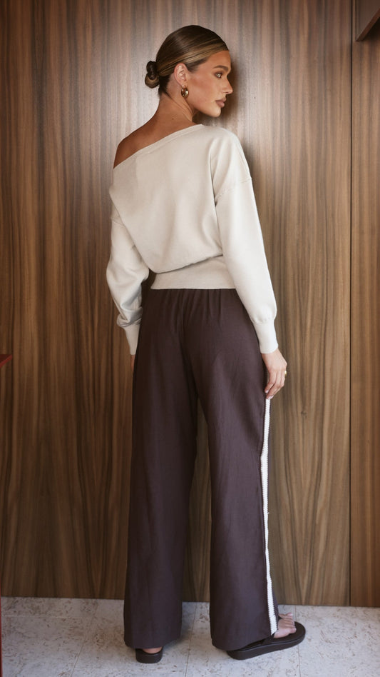 Belara Pants - Chocolate/Beige