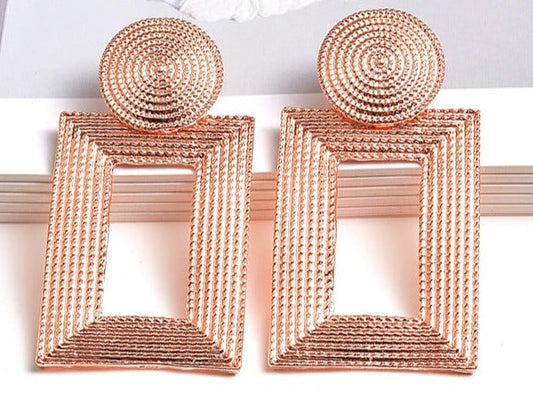 Rectangular Frame Drop Earrings