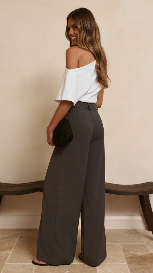 Maeva Tailored Pants - Charcoal