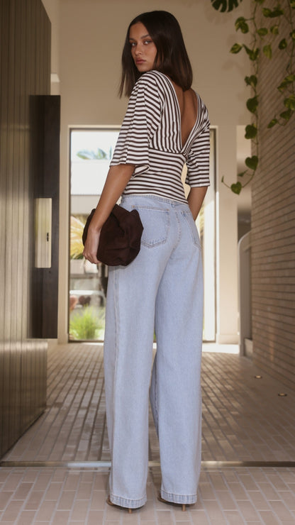 Callie Top - Brown/White Stripe