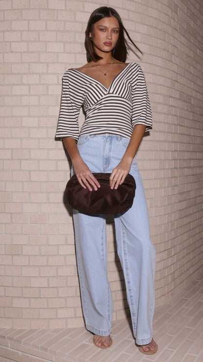 Callie Top - Brown/White Stripe
