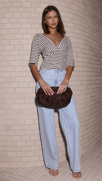 Callie Top - Brown/White Stripe