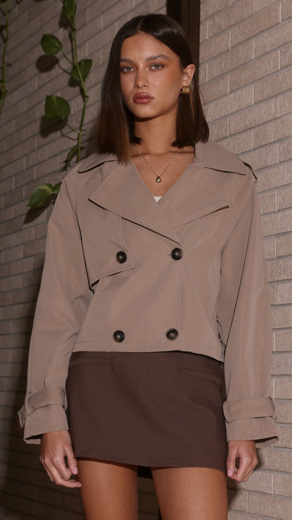 Deena Cropped Coat - Mocha