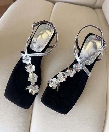 French Gold Floral Faux Leather Wedge Heels Sandals