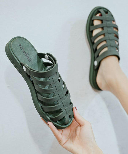 Casual Splicing Hollow Out Black Slide Sandals