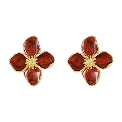 Glazed 3D Flower Earrings
