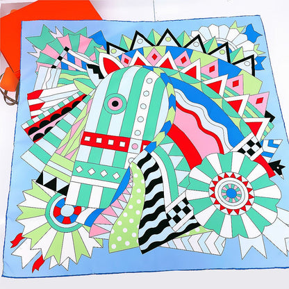 Abstract Multicolor Handmade Square Scarf