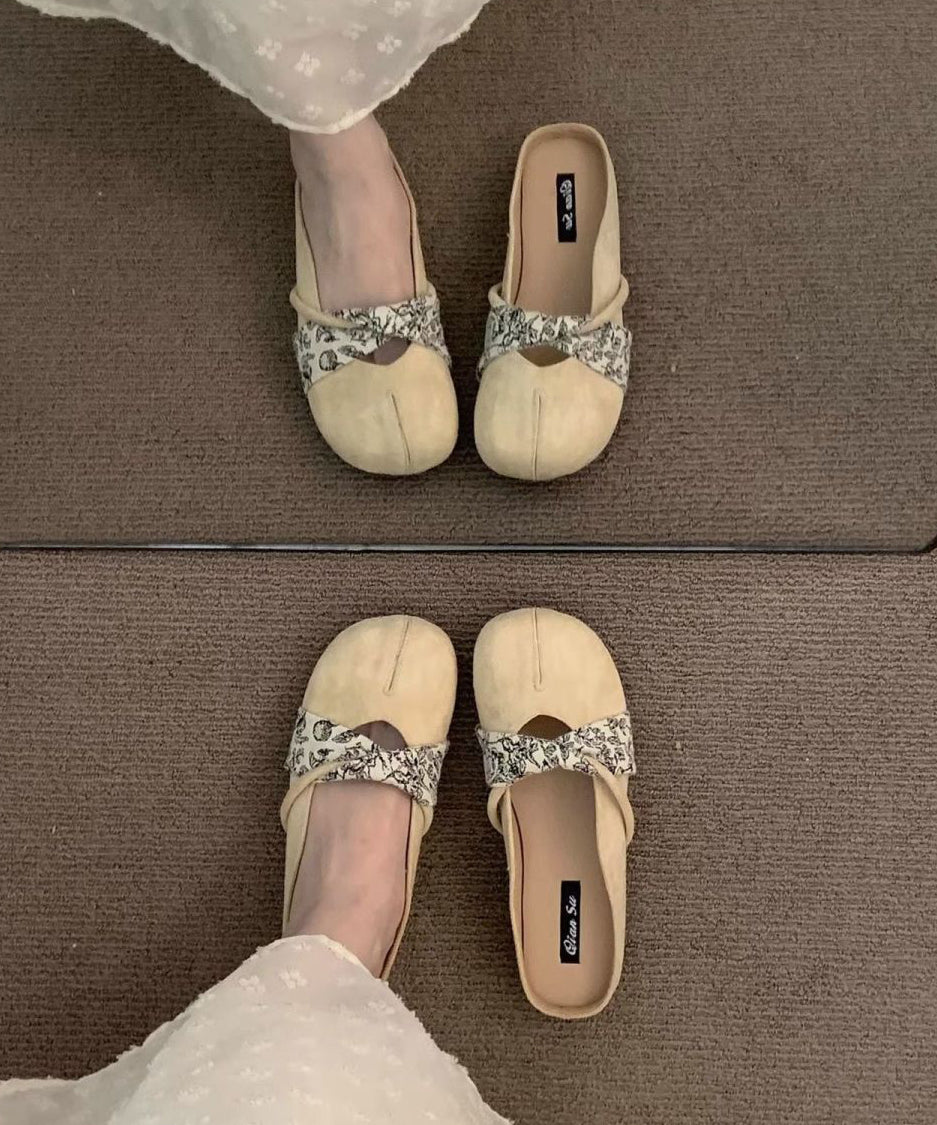 Chic Yellow Suede Boutique Splicing Slide Sandals
