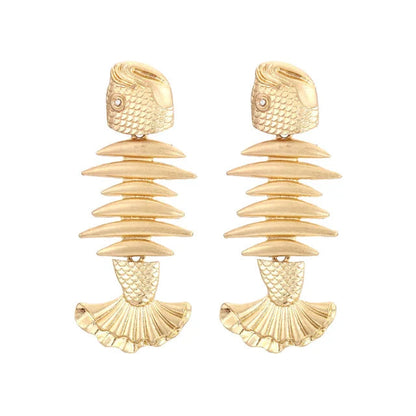 Vintage Golden Stitched Fishbone Earrings