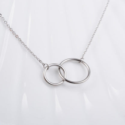 Double Ring Plated Silver Necklace