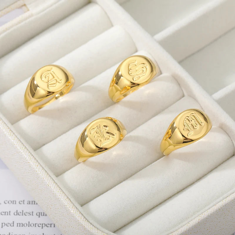 Stainless Steel A-Z Letter Initial Rings