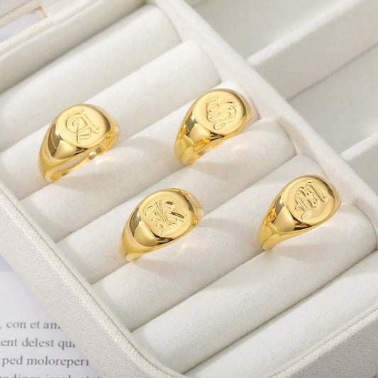 Stainless Steel A-Z Letter Initial Rings