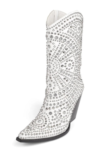 Crystal Studded Wedge Heels Boots