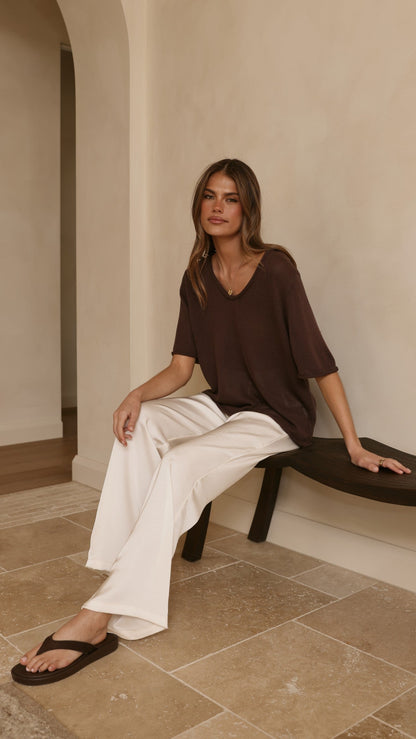 Spring Scoop Neck Tee - Chocolate