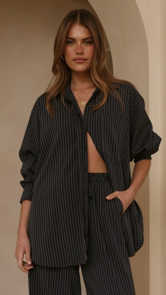 Zaila Pants - Navy/White Stripe