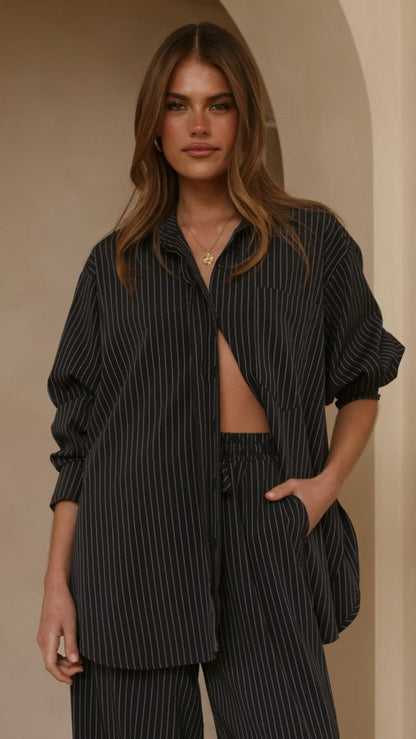 Zaila Pants - Navy/White Stripe