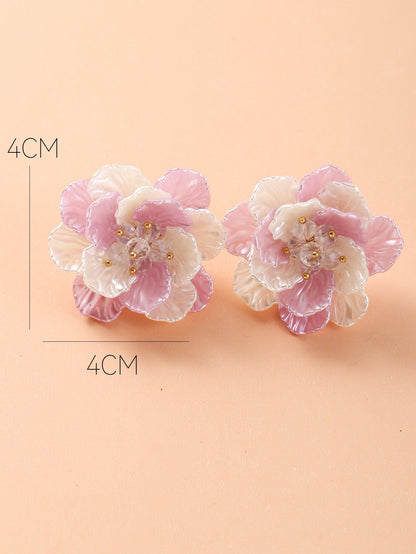 Exaggerated Resin Flower Bohemian Retro Earrings