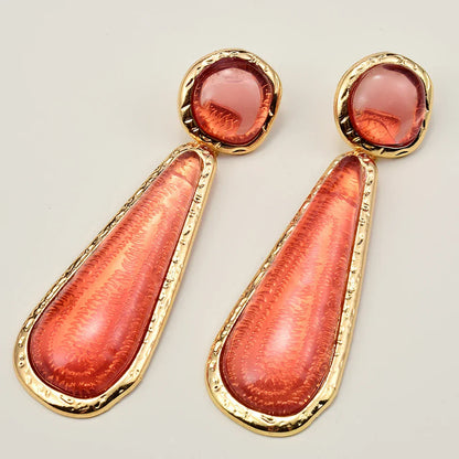 Geometric Water Drop Resin Earrings