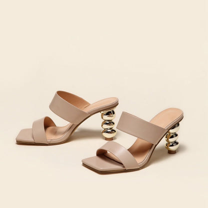 Metallic Bubble Heels Sandals