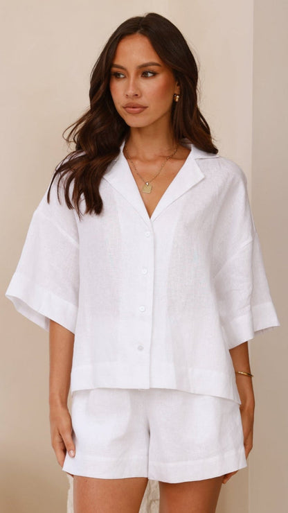 Luna Button Up Shirt - White