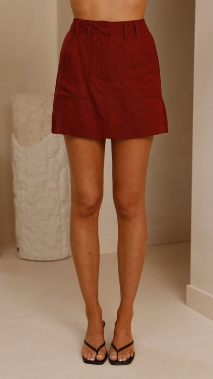 Charla Mini Skort - Burgundy