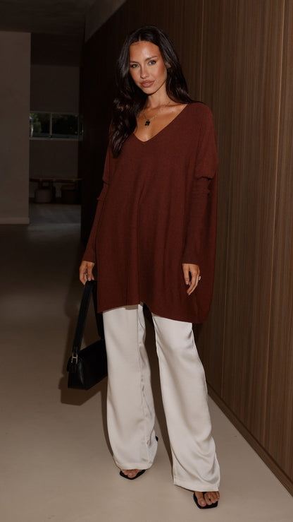 Amalia Knit Top - Chocolate