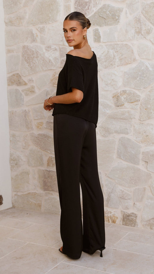 Blair Off Shoulder Tee - Black