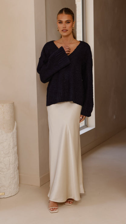 Silas Knit Top - Navy