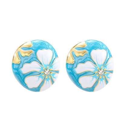 Pre Order:  Bohemian Flower Dripping Oil Enamel Earrings