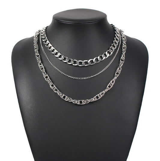 Tri-level Plated Chain Necklace