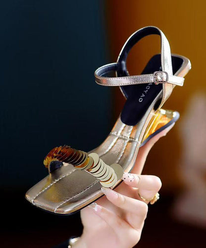 Elegant Silver Wedge Sandals Black Faux Leather Peep Toe