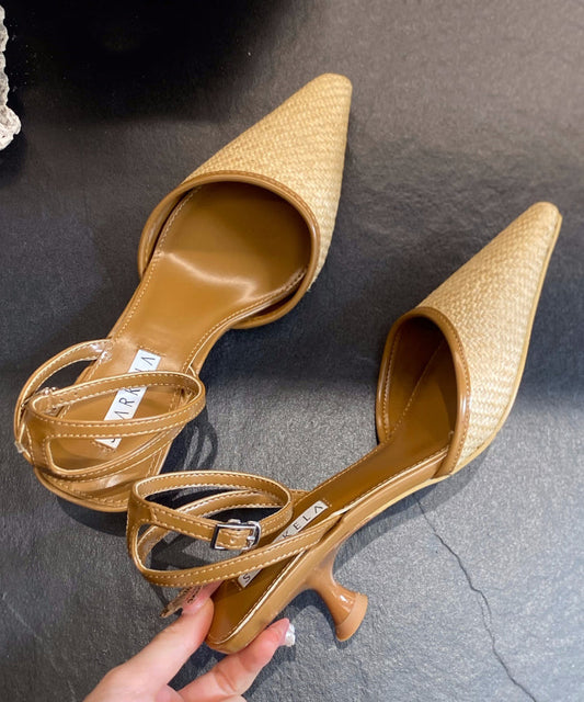 Blue High Heel Faux Leather Beautiful Splicing Sandals