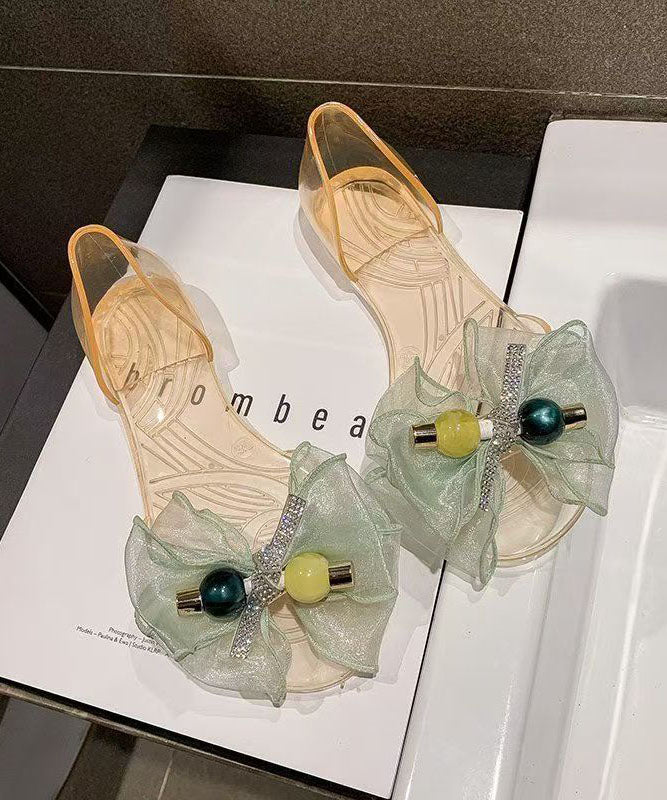 Fashion Black Bow Splicing Clear Sandals Peep Toe