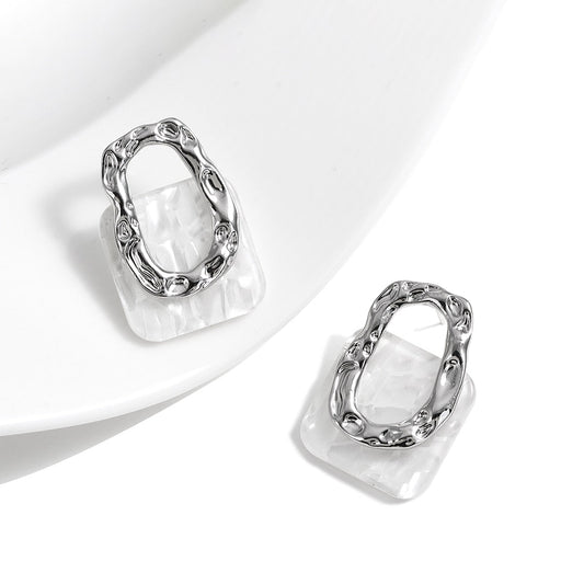 Elegant Square Acrylic Resin Pearl Earrings