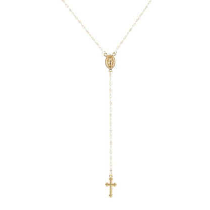 Vintage Christian Cross Religious Rosary Pendant Necklace