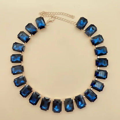Shiny Glass Crystals Elliptic Cut Luxury Short Necklace