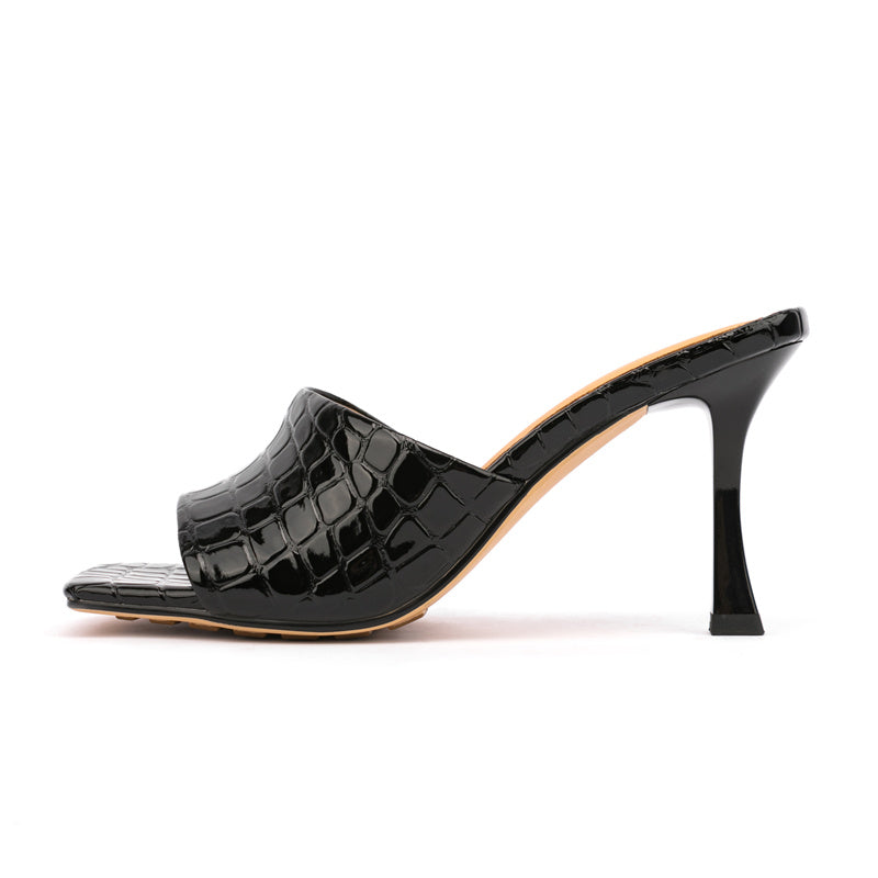 Croc Square Toe Mule Sandals