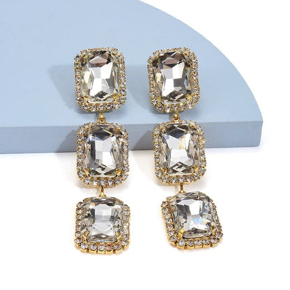 Geometric Gemstones Dangle Earrings