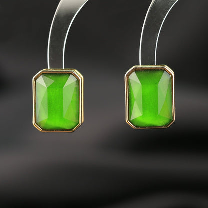 Gemstone Inlaid Zircon Geometric Earrings