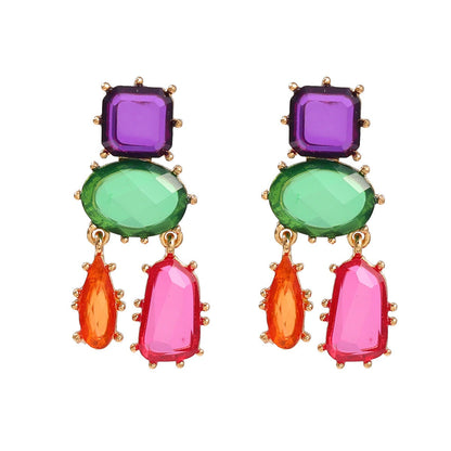 Colorful Exaggerated Multi-Layered Geometric Earrings