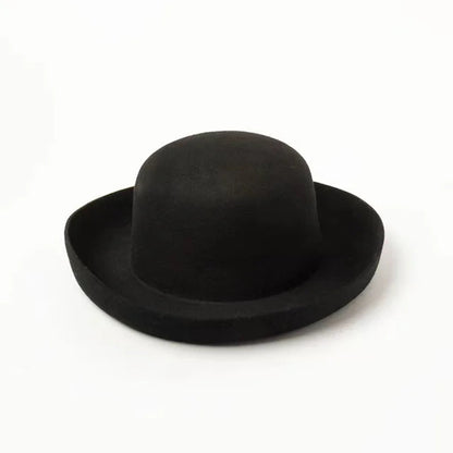 Solid Retro Dome Curled Wool Hat
