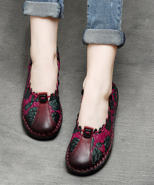 Chocolate Splicing Embossed Flat Feet Shoes For Women