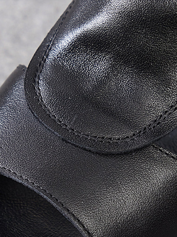 Casual Solid Color Hollow Out Fish Mouth Zip-up Platform Shoes