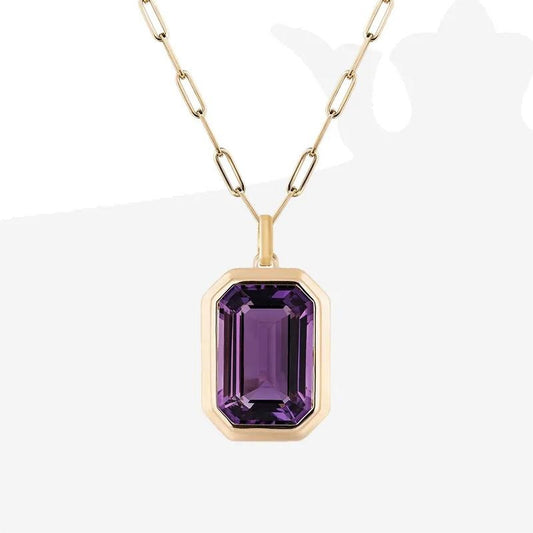 Rock Candy Zircon Pendant Paper Clip Chain Necklace
