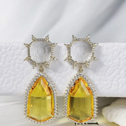 Geometric Teardrop Zircon Earrings