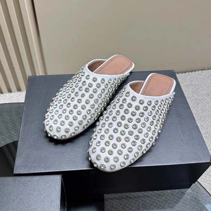 Casual Rhinestone Rivet Wrapped Head Sandals
