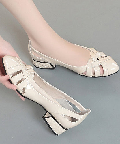 Elegant Soft Comfy Black Hollow Out Chunky Sandals