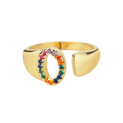 Multicolor Zircon Alphabet Plated Rings