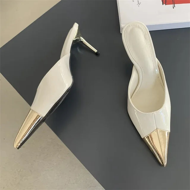 Cap Toe Stiletto Mule Sandals