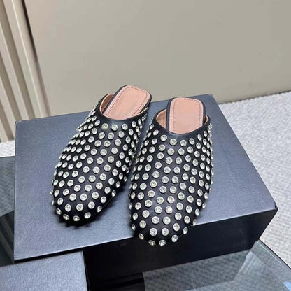 Casual Rhinestone Rivet Wrapped Head Sandals